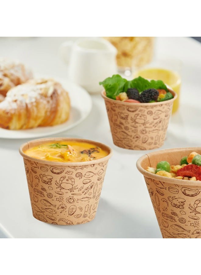 LITOPAK Paper Ice Cream Cups with Lids, 50 Pack 8 oz Soup Cups with Lids, Disposable Ice Cream Storage Container for Homemade Ice cream. White Disposable Soup Cups with Lids have Multipurpose. - Image 3