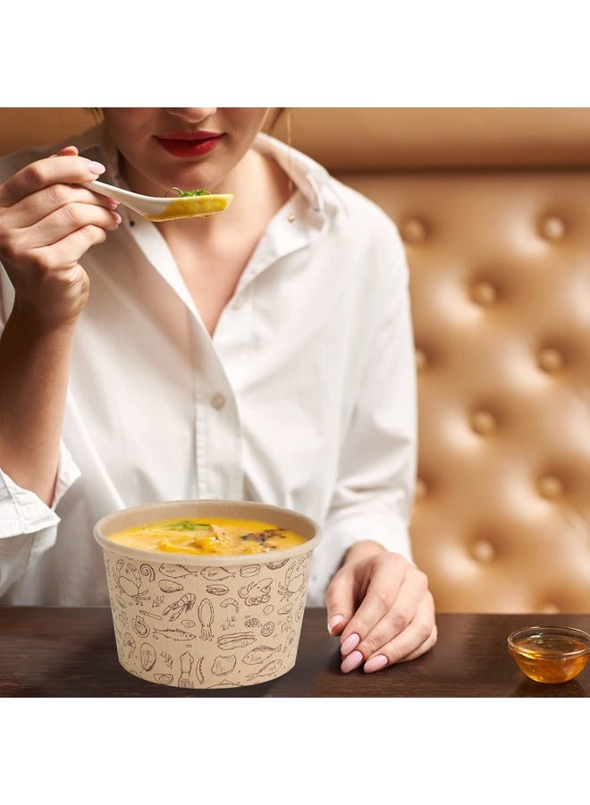 LITOPAK Paper Ice Cream Cups with Lids, 50 Pack 8 oz Soup Cups with Lids, Disposable Ice Cream Storage Container for Homemade Ice cream. White Disposable Soup Cups with Lids have Multipurpose. - Image 5