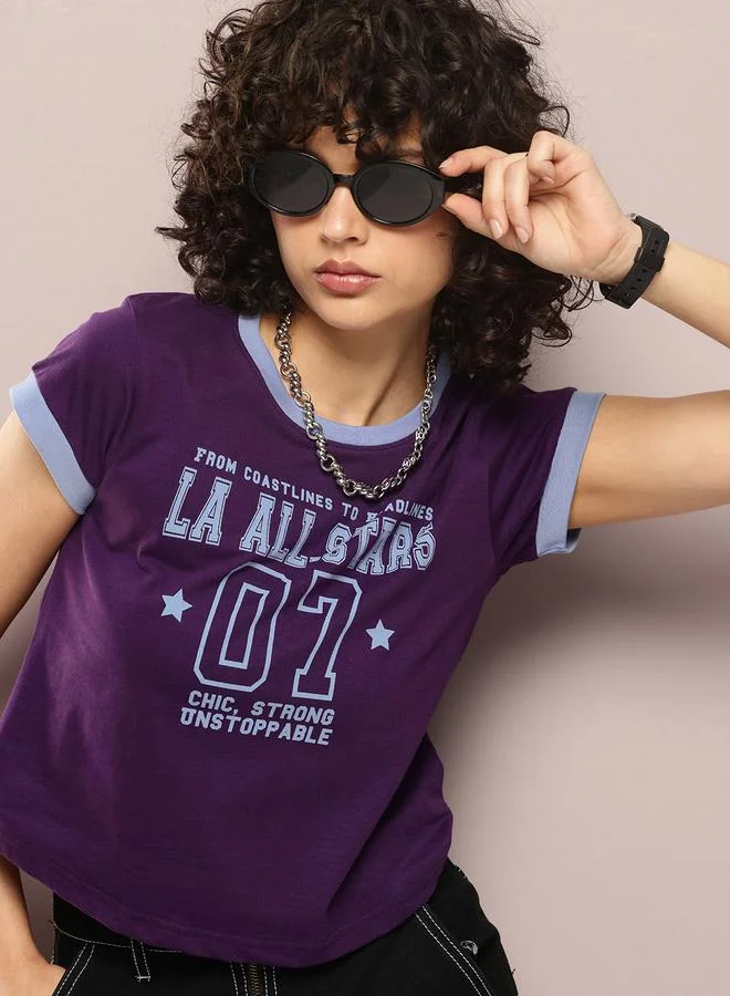 ديلينجر تيشيرت قصير مطبوع نسائي بقصة عادية