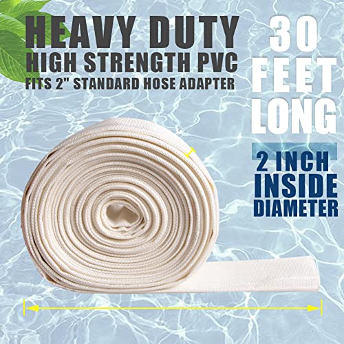 QuQuyi 2" x 30 FT Heavy Duty Swimming Pool Backwash Hose – Reinforced Lay-Flat Discharge Pipe for Water Transfer, Pumps & General Purpose Use - Image 2