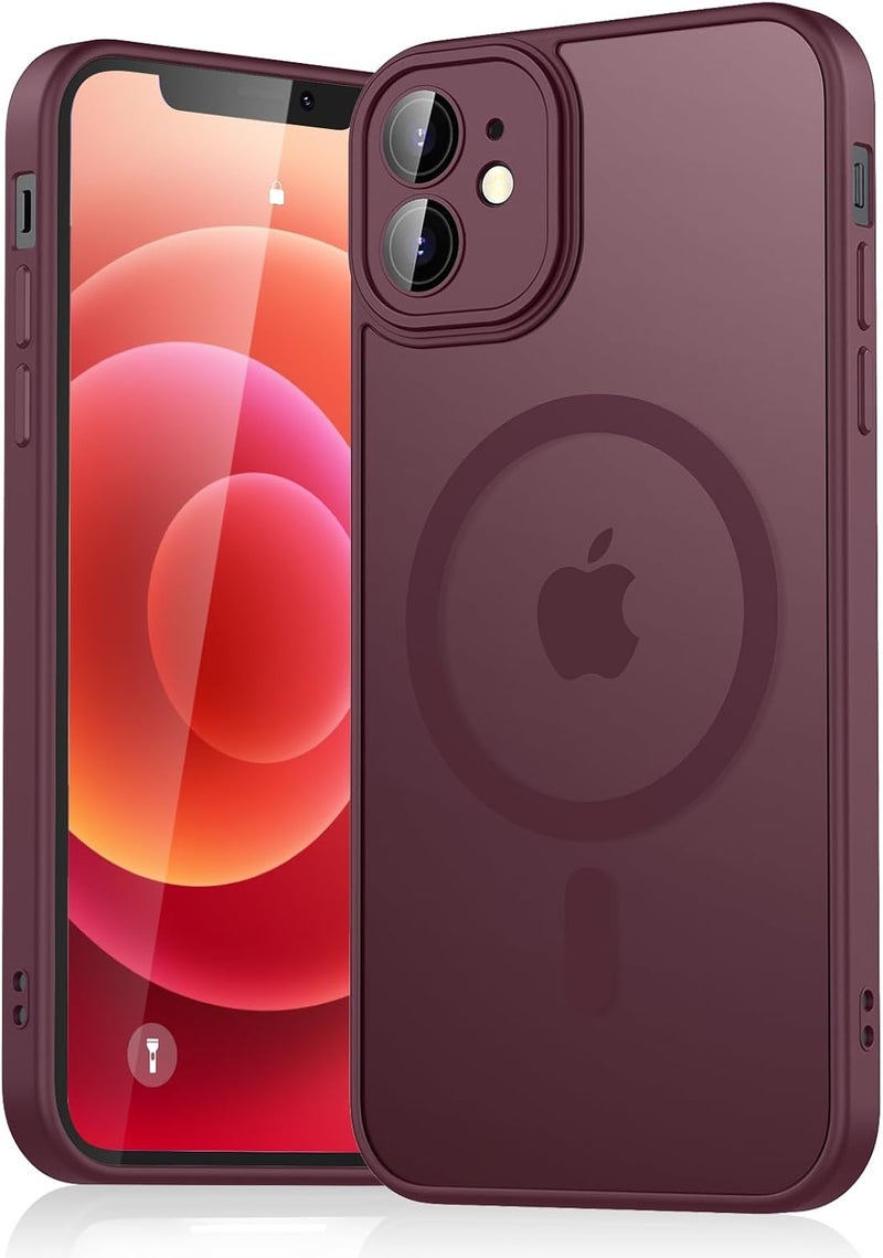 Demark iPhone 12/12 Pro Magnetic Case (Compatible with MagSafe)(10 FT Military Grade Drop Protection) Slim Translucent Matte Shockproof with Anti-Fingerprint iPhone 12/12 Pro Phone Case (Wine) - Image 1
