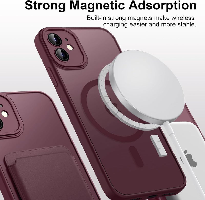 Demark iPhone 12/12 Pro Magnetic Case (Compatible with MagSafe)(10 FT Military Grade Drop Protection) Slim Translucent Matte Shockproof with Anti-Fingerprint iPhone 12/12 Pro Phone Case (Wine) - Image 4
