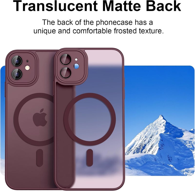 Demark iPhone 12/12 Pro Magnetic Case (Compatible with MagSafe)(10 FT Military Grade Drop Protection) Slim Translucent Matte Shockproof with Anti-Fingerprint iPhone 12/12 Pro Phone Case (Wine) - Image 3