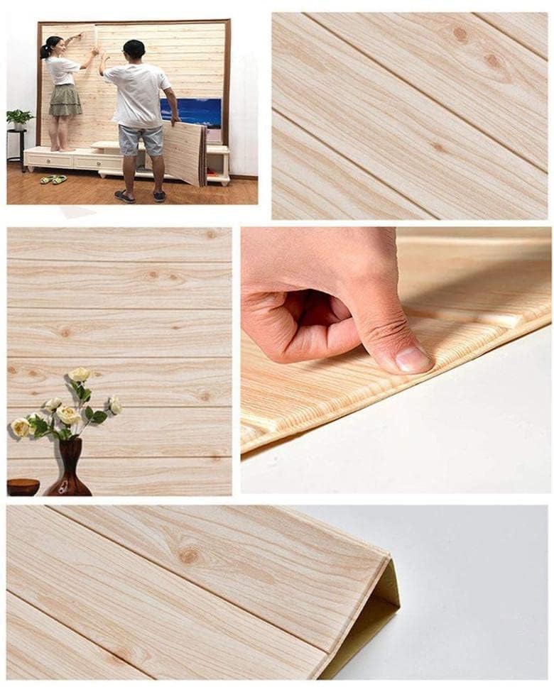 Barebeauty 3D Wooden Brick Wallpaper for Wall PE Foam Wall Stickers Self Adhesive DIY Wall Decor (70 x 70cm, Appx. 5.3Sq Feet Each Sheet) (10, Brown) - Image 3