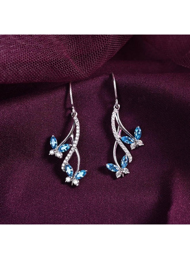 CLARA أقراط فراشة من الفضة الإسترلينية 925 كلارا | مطلية بالروديوم، زيركون سويسري | هدية للنساء والفتيات - Image 2