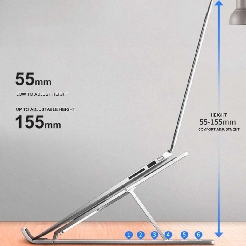 Avenn Avenn Latest Laptop StandLaptop Holder RiserComputer Tablet Stand 6 Angles Adjustable Aluminum Ergonomic Foldable Portable Desktop Holder Compatible with MacBook HP Dell Lenovo All Notebook - Image 3