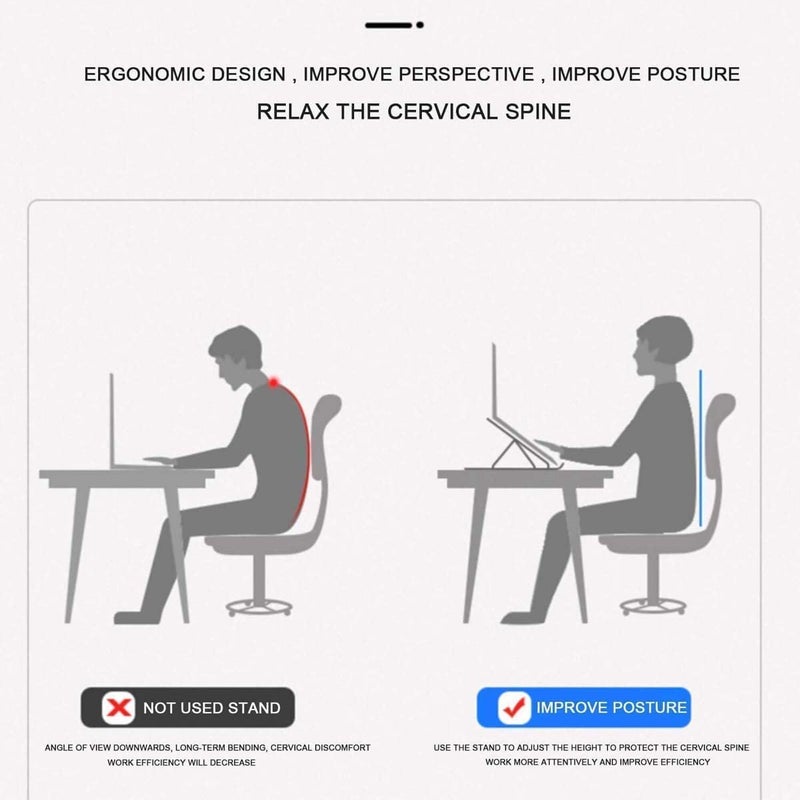 Avenn Avenn Latest Laptop StandLaptop Holder RiserComputer Tablet Stand 6 Angles Adjustable Aluminum Ergonomic Foldable Portable Desktop Holder Compatible with MacBook HP Dell Lenovo All Notebook - Image 5
