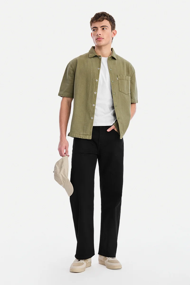 SNITCH Black Solid Loose Fit Casual Jeans