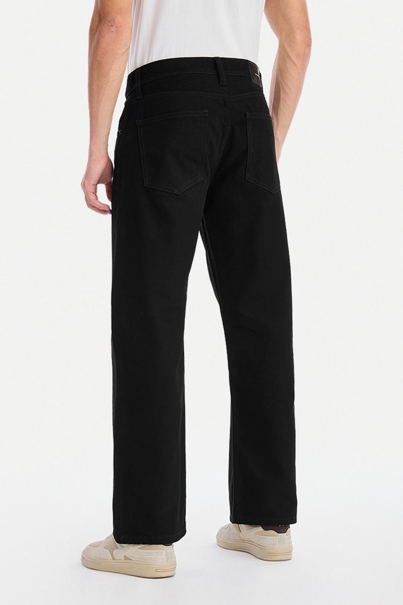 SNITCH Black Solid Loose Fit Casual Jeans - Image 5
