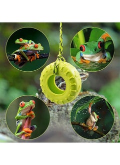TUICARE 4 PCS Tree Frog Toy Tire Swing Tree Frog Habitat Miniature Tire Swing with 6 Hook Frog Tank Accessories Terrarium Decor Frog Climbing Swing Reptile Amphibian Crustacean Climbing Toy  - Image 4