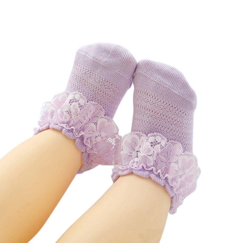 CUTEABLY Baby Girl Cotton Casual Socks, Ruffle Lace Design, Assorted Colours, Short Length, (Assorted) (6-12 MONTH) - Image 3