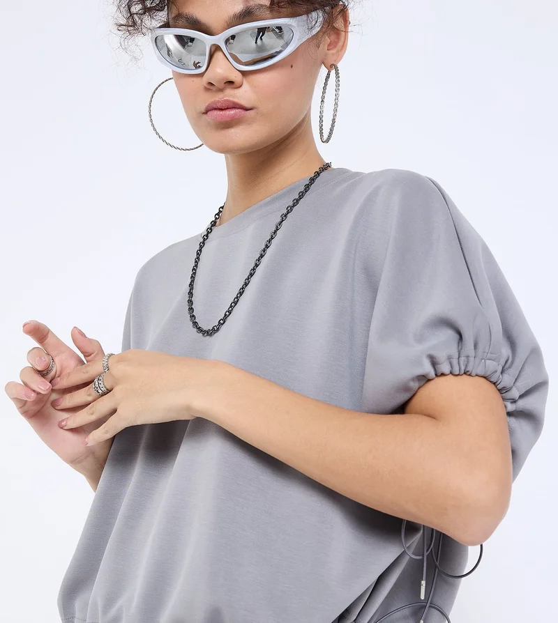 F5 Women's Relaxed Fit Crop Top - Grey