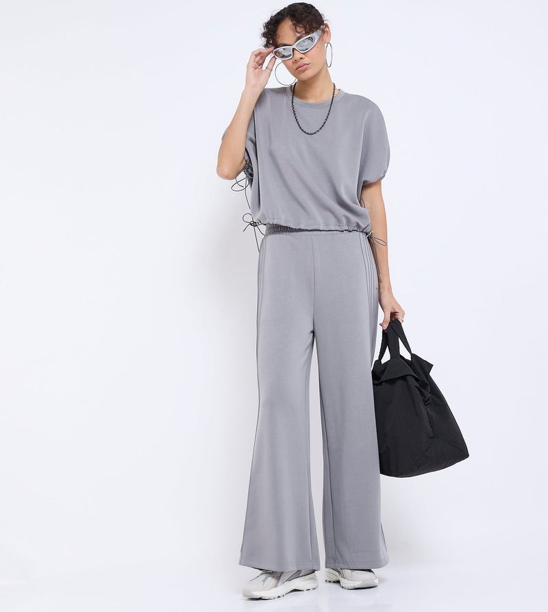 إف5 بلوزة قصيرة نسائية بقصة مريحة - رمادي - Image 3