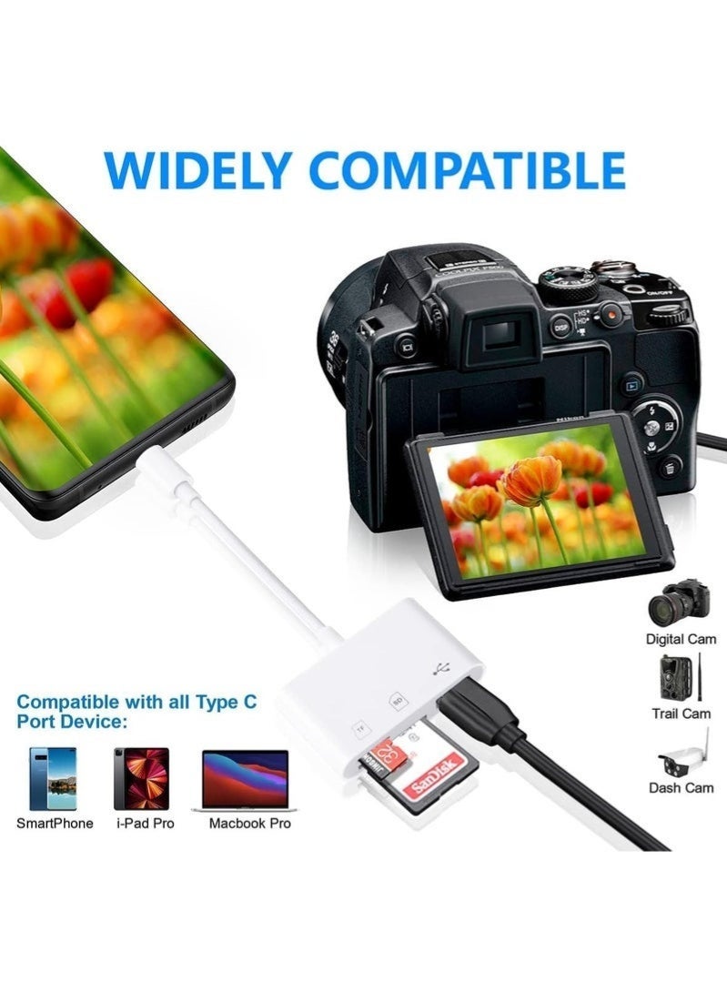 قارئ بطاقات USB-C متعدد الوظائف 3 في 1، يدعم قراءة وكتابة عالية السرعة لبطاقتي SD وTF، متوافق مع أجهزة Type-C، نقل بيانات فائق السرعة USB 3.0، تصميم أنيق باللون الأبيض ✨ - Image 5