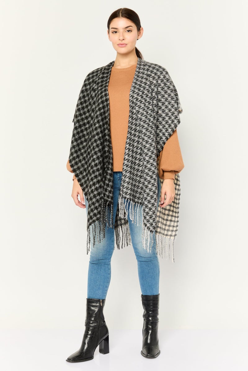 Max Studio Women Plaid Cardigan, Black  - Image 2