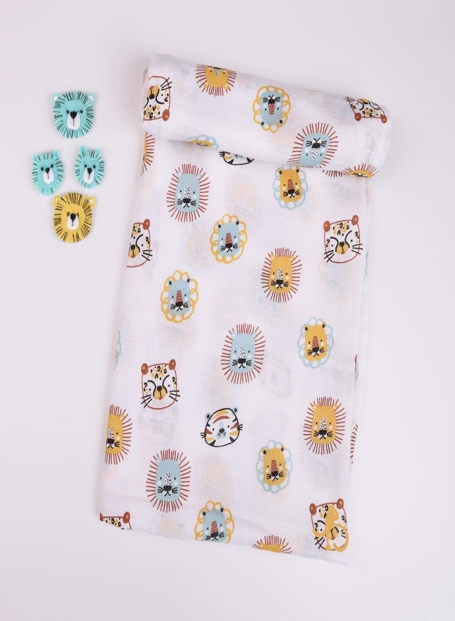 Just Bumm 100% Organic Cotton Muslin Swaddle for Newborn Babies - 98x98 cm, Soft, Breathable, Lightweight Swaddle Wraps for Babies Pack of 3 (Happy Habitats) - Image 3