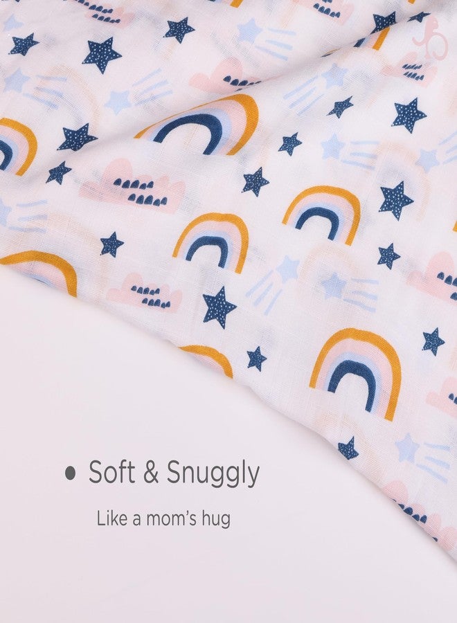 Just Bumm 100% Organic Cotton Muslin Swaddle for Newborn Babies - 98x98 cm, Soft, Breathable, Lightweight Swaddle Wraps for Babies Pack of 3 (Happy Habitats) - Image 5