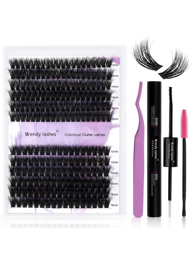 WENDY LASHES DIY lash Extension Kit 60D/80D Lash Cluster Kit 3D Effect 240 PCS D Curl 12-16mm Mixed,Individual Lashes Clusters Lash Band and Seal Cluster Lash Applicator Individual Lashes Kit - Image 1