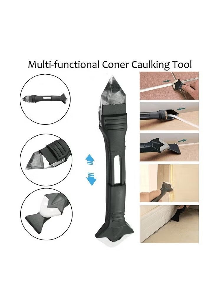 أداة تشطيب مانع التسرب، 13 أداة عملية لإزالة السدادات برأس من الفولاذ المقاوم للصدأ مع 4 وسادات سيليكون قابلة للاستبدال، سدادة سيليكون + مكشطة بلاستيكية للمطبخ والحمام والنوافذ وأحواض المطبخ - Image 4