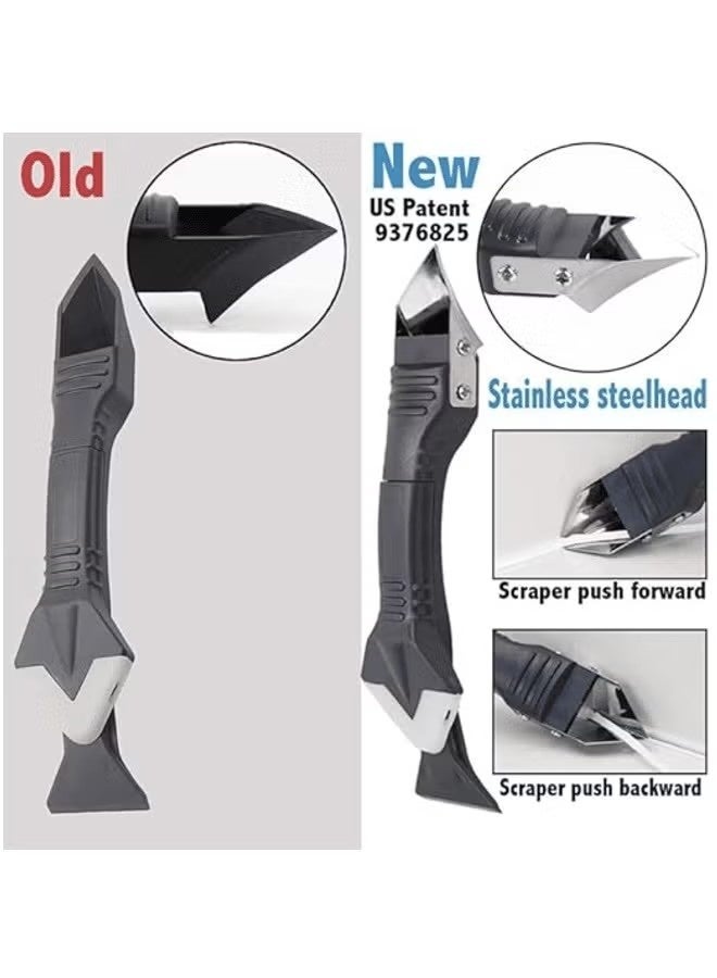 أداة تشطيب مانع التسرب، 13 أداة عملية لإزالة السدادات برأس من الفولاذ المقاوم للصدأ مع 4 وسادات سيليكون قابلة للاستبدال، سدادة سيليكون + مكشطة بلاستيكية للمطبخ والحمام والنوافذ وأحواض المطبخ - Image 5