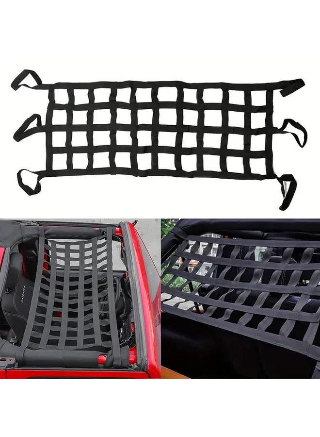 Black Cargo Net Cover For Jeep Wrangler TJ JK Roof Storage Hammock Bed Rest - Image 1