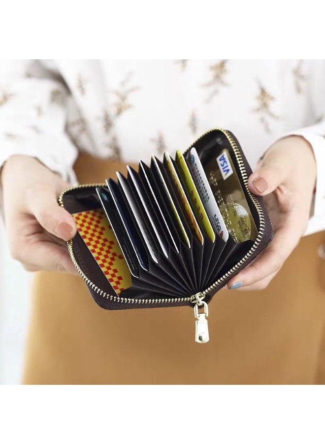 xozgdovg Korean Mini Card holder female id bag female student bank dining hall card cover driving license leather case multifunctional wallet femaleGD apricot [11 card position + coin purse driver license position]] GD apricot [11 card position + coin purse driver license position]]