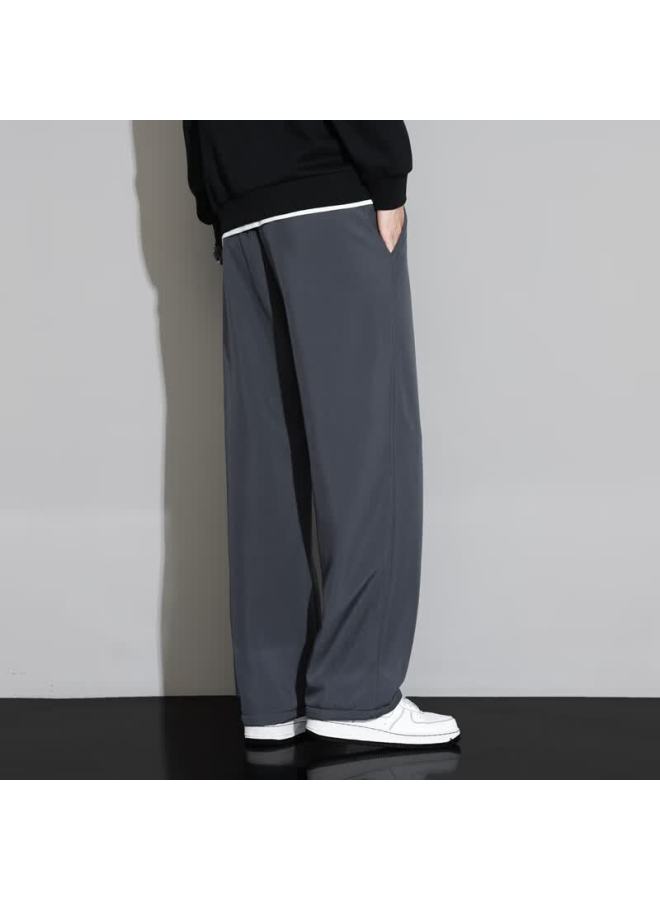 Homlean Men's Lamb Fleece Casual Pants Winter New Loose Straight Fleece Thick Warm Trousers Hz96 Gray 4XL - Image 4