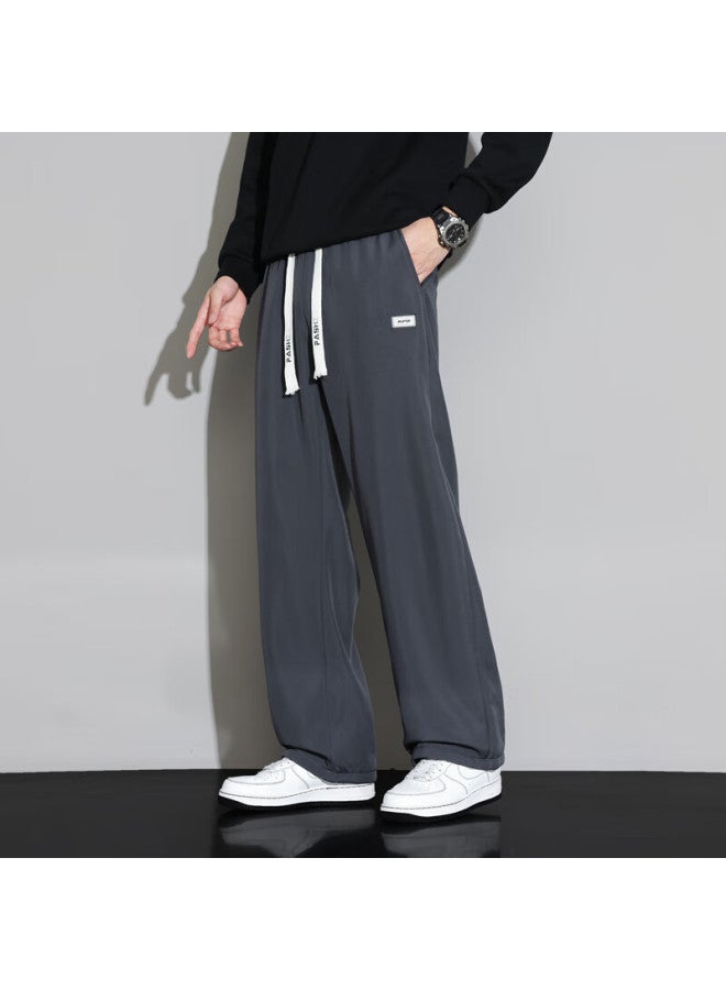 Homlean Men's Lamb Fleece Casual Pants Winter New Loose Straight Fleece Thick Warm Trousers Hz96 Gray 4XL - Image 2