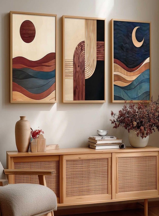 HOTHOUSE Boho Art Home Decoration Painting | Paintings With Frame For Living Room Bed Room Hotel Wall Decor Digital Reprint Set of 3 (13X17 inch) - Image 1