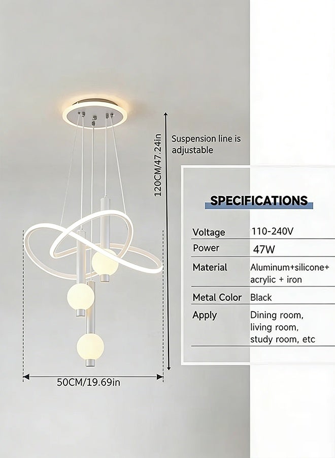 أبيكس الحديثة الحد الأدنى LED قلادة الضوء مع تأثير تغيير 3 ألوان - تصميم الألومنيوم الأنيق لغرفة المعيشة وغرفة النوم ومنطقة الطعام ومدخل - مصباح السقف القابل للتخفيف ، لا يتضمن مفتاح الجدار ، المصابيح لغرفة المعيشة - Image 5