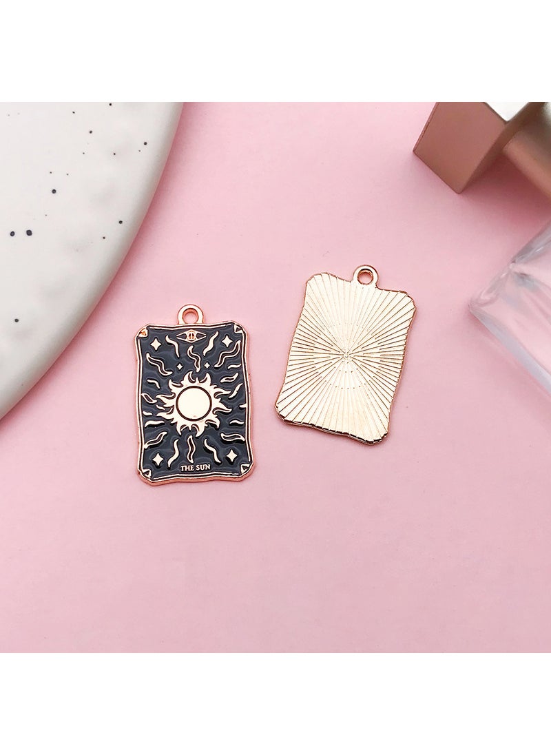 Generic - Square Tarot Wheel DIY Alloy Charm 18589-1 PCs kc gold dripping zinc alloy tarot Sun 18x28-3.2g - Image 1