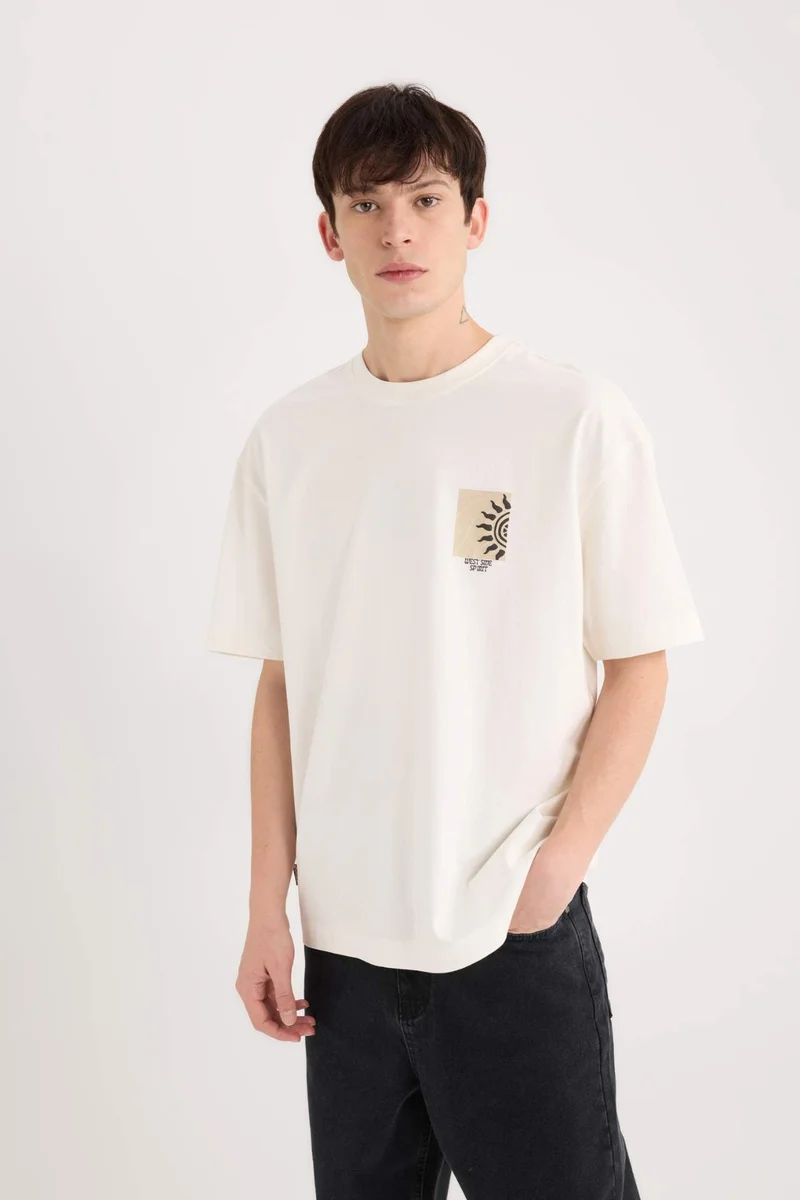 DeFacto Oversize Crew Neck Printed Short Sleeve T-Shirt