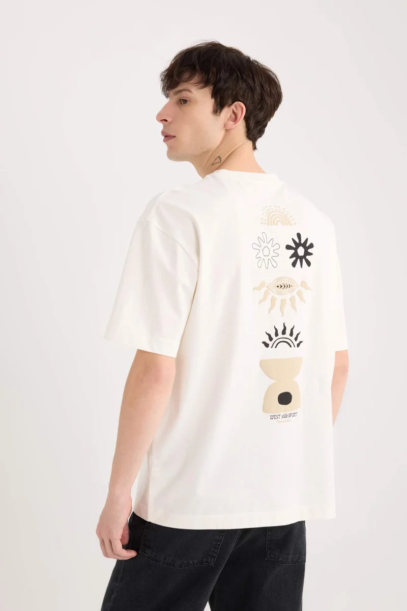 Defacto Oversize Crew Neck Printed Short Sleeve T-Shirt