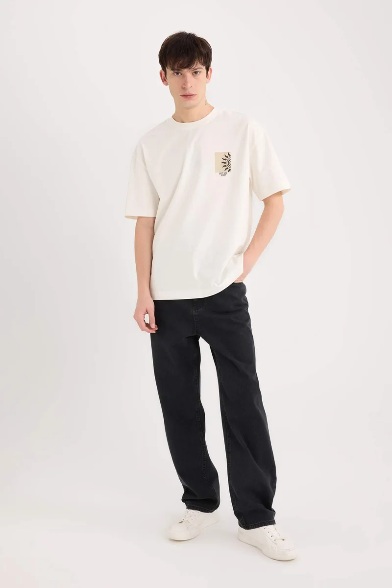 Defacto Oversize Crew Neck Printed Short Sleeve T-Shirt