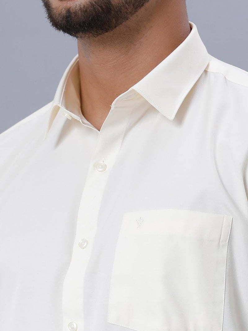 RAMRAJ COTTON قميص رامراج قطن للرجال مع الدهتي والمنديل (كريم_1;40) - Image 4
