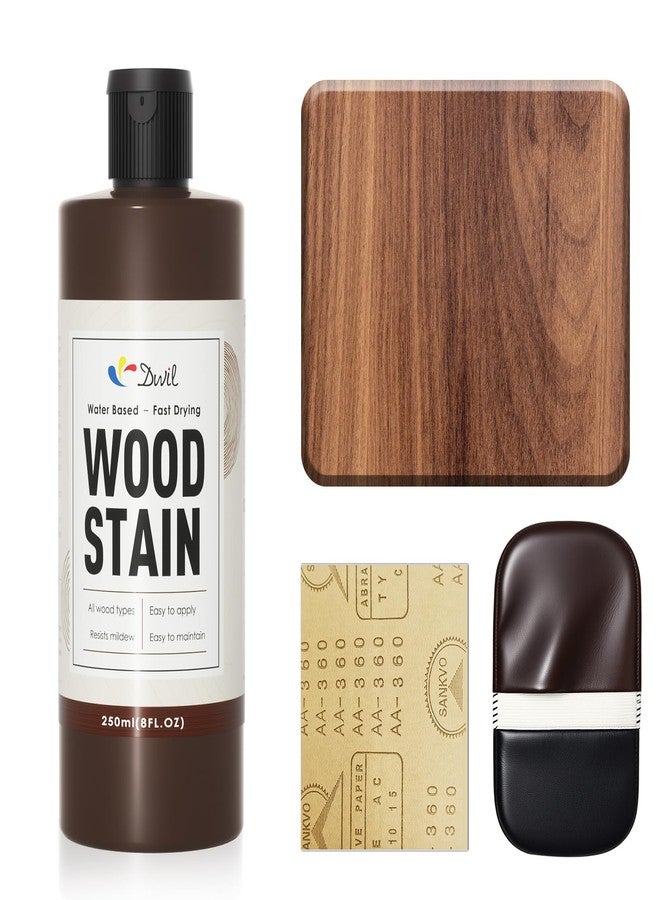 DWIL Water Based Wood Stain - Multiple Finishes, Fast Drying, Indoor and Outdoor Furniture, Wood Paneling, Cabinets and More, Low Odor ＆ Non-Toxic (8.5oz Teak)-with Tools - Image 1