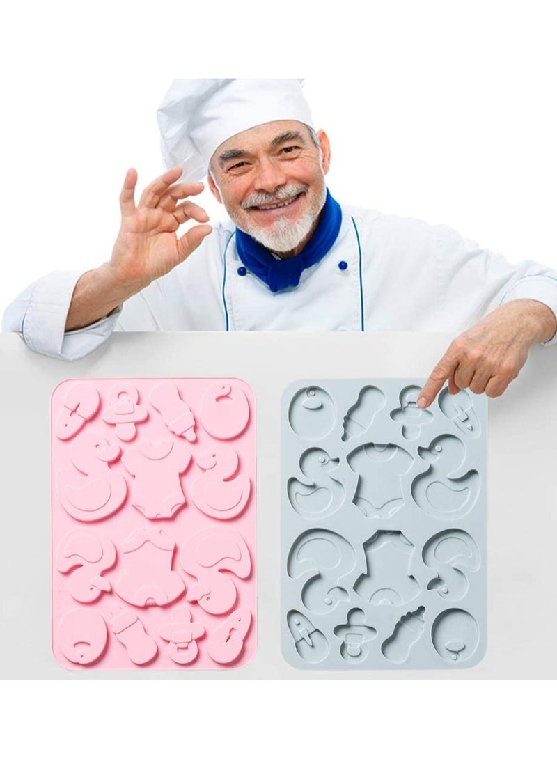 SYOSI 2 Pack Cute Baby Silicone Molds 3D Baby Shower Themed Baking Mould Cake Border Fondant Molds Cake Decorating Tools for Chocolate Candy Gumpaste Molds - Image 5