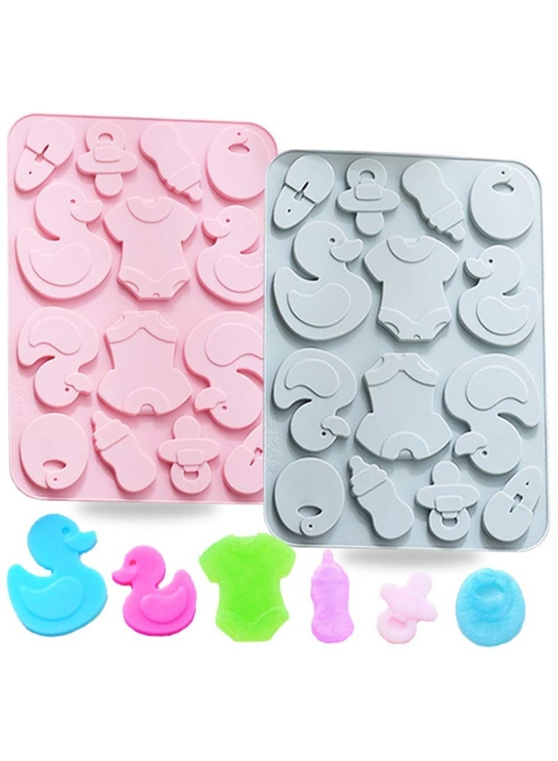 SYOSI 2 Pack Cute Baby Silicone Molds 3D Baby Shower Themed Baking Mould Cake Border Fondant Molds Cake Decorating Tools for Chocolate Candy Gumpaste Molds - Image 1