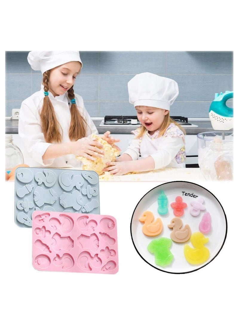SYOSI 2 Pack Cute Baby Silicone Molds 3D Baby Shower Themed Baking Mould Cake Border Fondant Molds Cake Decorating Tools for Chocolate Candy Gumpaste Molds - Image 2