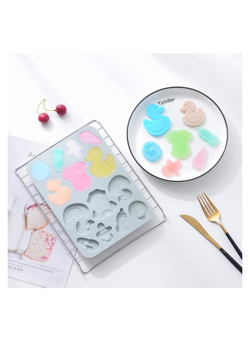 SYOSI 2 Pack Cute Baby Silicone Molds 3D Baby Shower Themed Baking Mould Cake Border Fondant Molds Cake Decorating Tools for Chocolate Candy Gumpaste Molds - Image 3