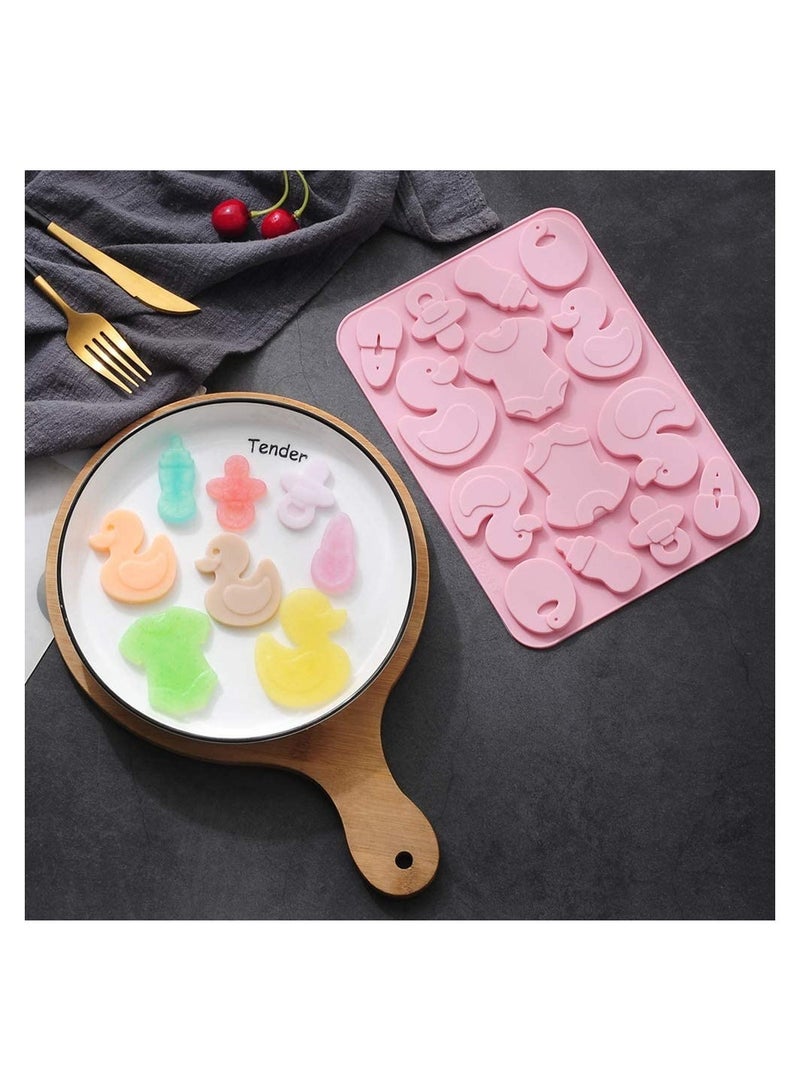 SYOSI 2 Pack Cute Baby Silicone Molds 3D Baby Shower Themed Baking Mould Cake Border Fondant Molds Cake Decorating Tools for Chocolate Candy Gumpaste Molds - Image 4