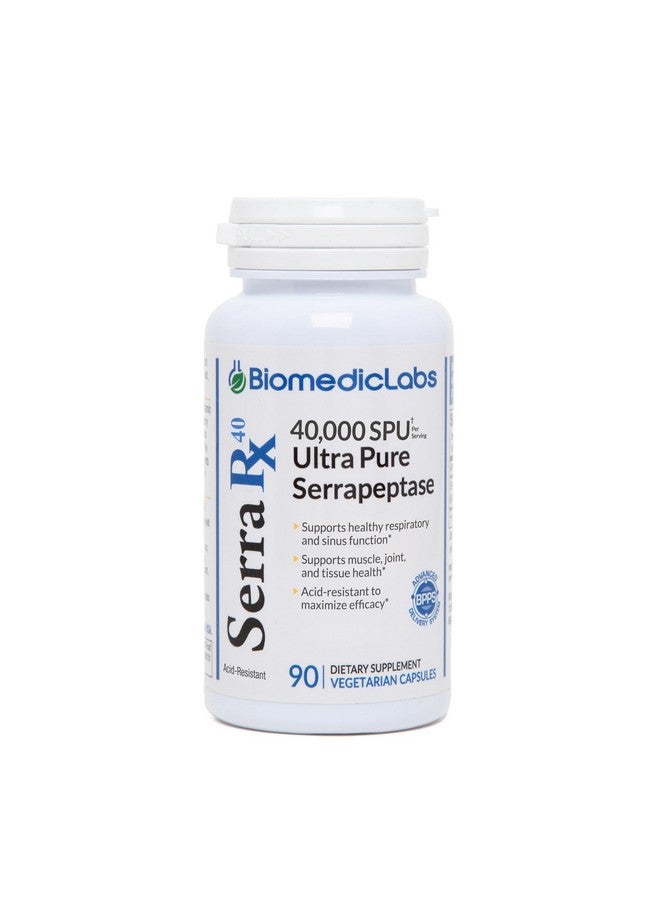 Biomedic Labs RX Serra-RX 40,000 SPU Serrapeptase - Acid-Resistant Proteolytic Systemic Enzyme, Non-GMO, Gluten Free, Vegan, 90 Veg Capsules - Image 1
