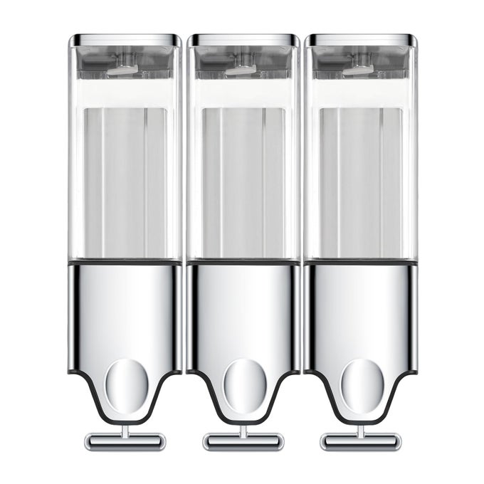 3IN1 QUADRATE DISPENSERS FOR THE SHOWERSHOWER SOAP DISPENSERCONDITIONER DISPENSER SHAMPOO DISPENSERNO DRILLED WALL MOUNTED DISTRIBUTORHOTELBATHROOMHOME TRIPLE COLORLESS