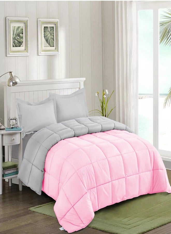 AYANSHI Bedding Hotel Collection All Season 120 GSM Ac Comforter/Ac Blanket/Ac Duvet Double Bed Comforter (90'' X100'' Inches) - Double Bed Comforter - Baby Pink/Silver Grey Color - Image 2