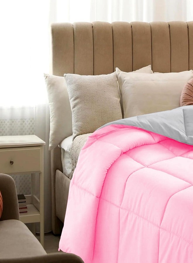 AYANSHI Bedding Hotel Collection All Season 120 GSM Ac Comforter/Ac Blanket/Ac Duvet Double Bed Comforter (90'' X100'' Inches) - Double Bed Comforter - Baby Pink/Silver Grey Color - Image 3