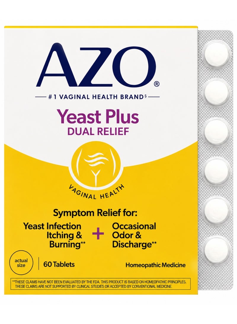 AZO Yeast Plus لتخفيف الأعراض المزدوج – 60 قرصاً