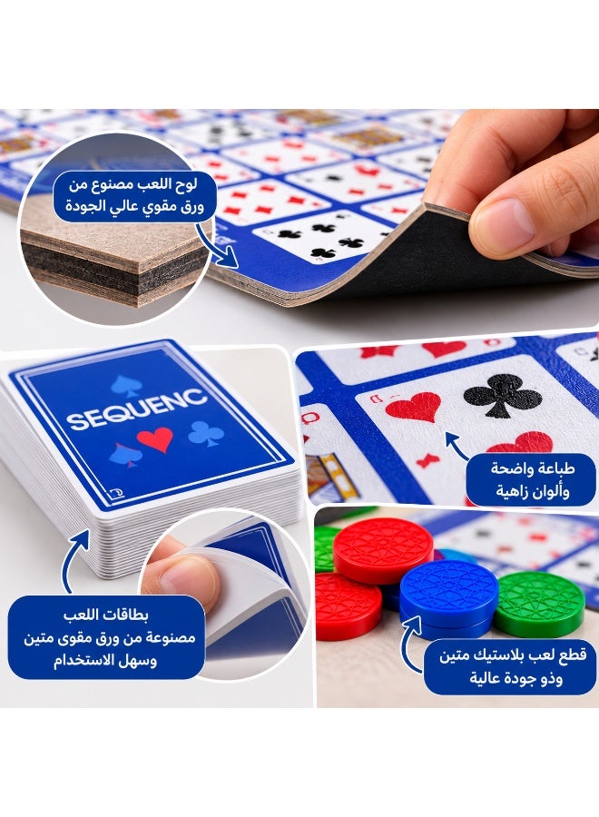 SEQUENCE Board Game & Strategy Card Game – Sequence Matching, Planning & Challenge Game – Family & Group Game for Kids, Adults & Friends - Image 2