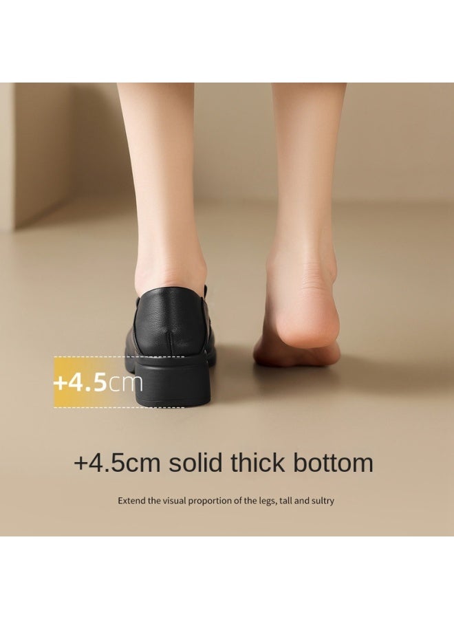 ZHR Top Grain Leather】leap Month Mother's Slip-on Loafers, Women's Versatile Leather Shoes For Spring And Autumn - Image 5