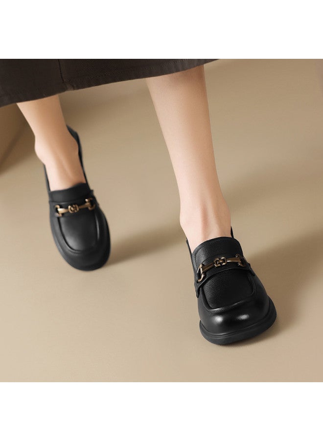 ZHR Top Grain Leather】leap Month Mother's Slip-on Loafers, Women's Versatile Leather Shoes For Spring And Autumn - Image 3