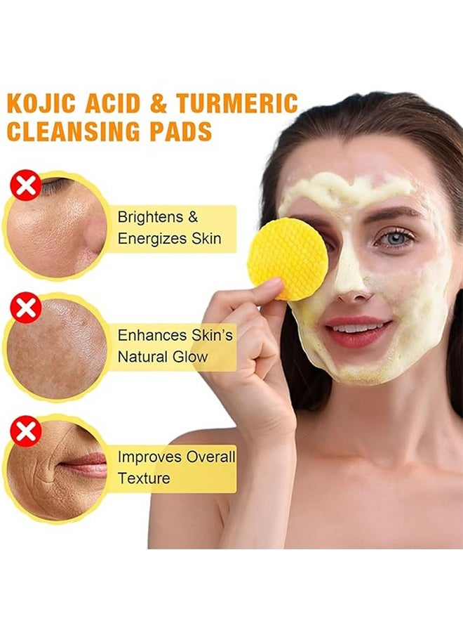 EELHOE - Kojic acid & Turmeric Cleansing Pads, Turmeric Exfoliating Face Scrub Pads, Turmeric Cleansing Pads Helps Balance Skin Oil And Water 30 Pads - Image 1
